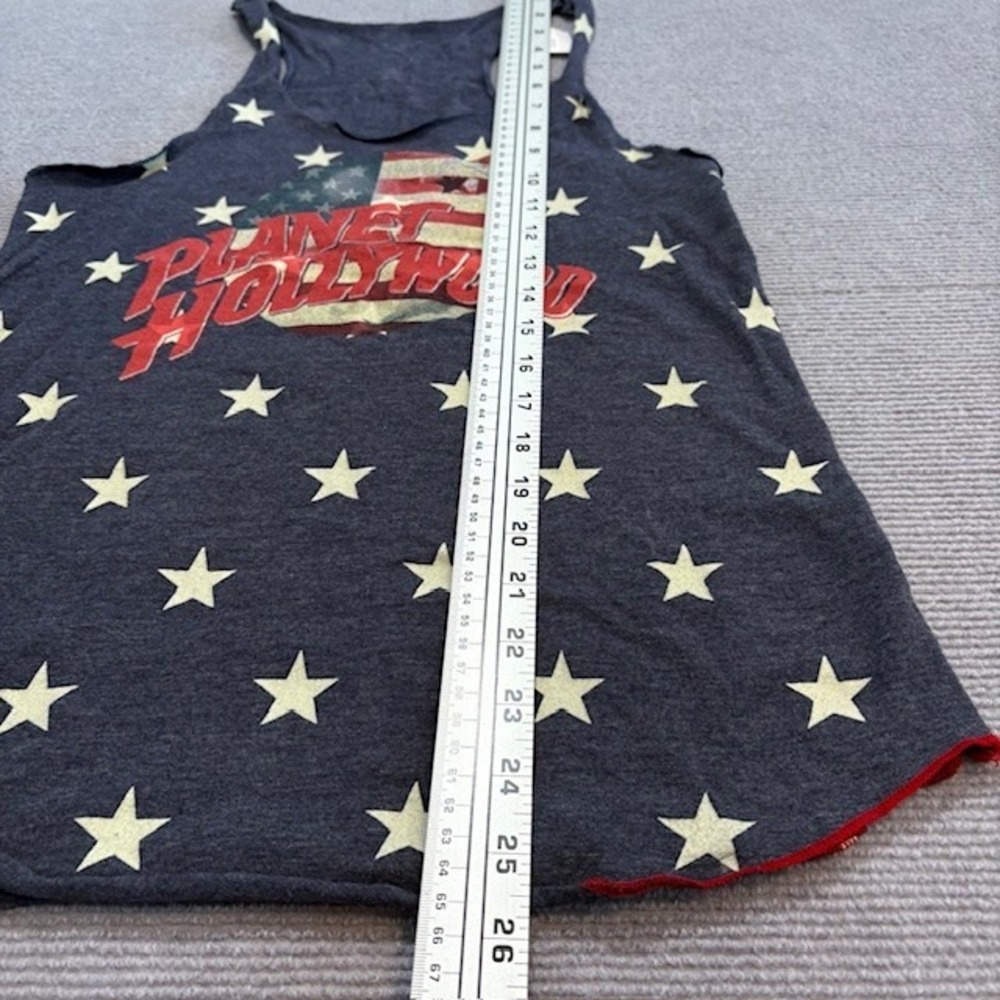 Planet Hollywood Women's Graphic Blue‎ Tank Top White Stars Racerback Large - Picture 7 of 7